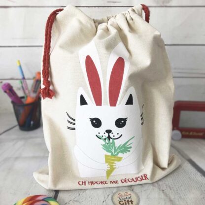 Sac en toile - lapin/chat