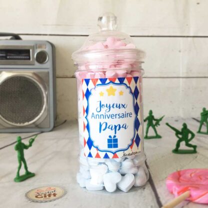 Bonbonnière Papa - 60 cœurs dextroses - "Joyeux anniversaire Papa"