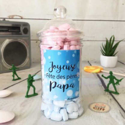 Bonbonnière Papa - 60 cœurs dextrose - "Joyeuse fête des pères Papa"