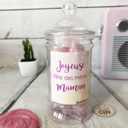 Bonbonnière maman – "Joyeuse fête des mères" - 20 bonbons Cœur poudre