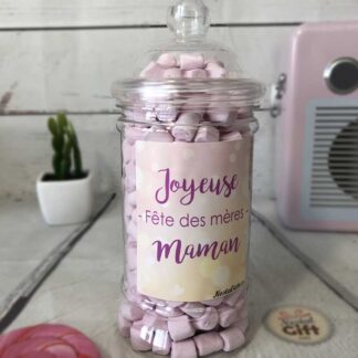 Bonbonnière maman - 300 petits chamallows  - "Joyeuse fête des mères"