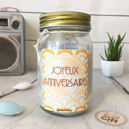 Bougie Jar "Joyeux anniversaire" – Années 60 – Cadeau anniversaire