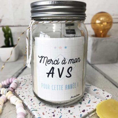 Bougie Jar "Merci à mon AVS pour cette année" - cadeau AVS