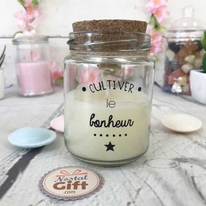 Bougie avec bouchon liège - Cultiver le bonheur