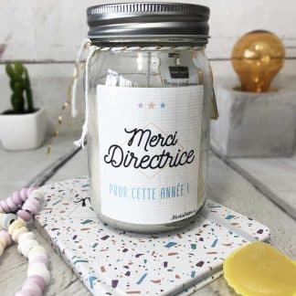 Bougie Jar "Merci Directrice pour cette année !" - cadeau Directrice école