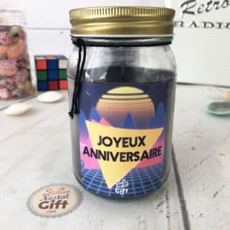 Bougie Jar "Joyeux anniversaire" – Années 80 – Cadeau anniversaire