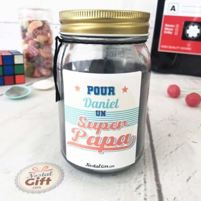 Bougie Jar personnalisée "Pour un Super Papa" - cadeau papa
