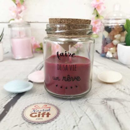 Bougie avec bouchon liège - Faire de sa vie un rêve