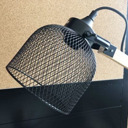 Lampe de bureau noir en métal et bois (38 cm)