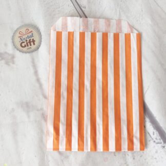 Sachet de bonbon rétro à rayures oranges et blanches x1