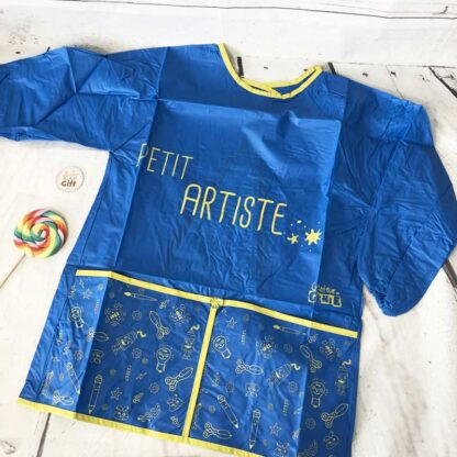 Tablier enfant scratch au dos - Bleu