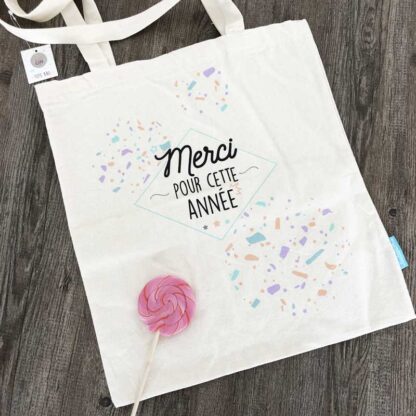 Tote bag Merci pour cette année - Cadeau maitresse ou nounou