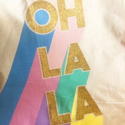 Tote bag pailleté en coton - "Oh La La"