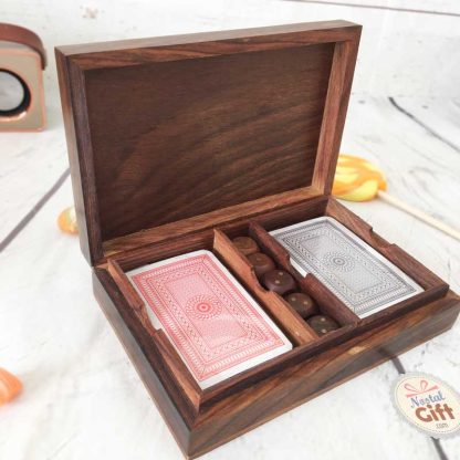Coffret jeux de cartes en bois