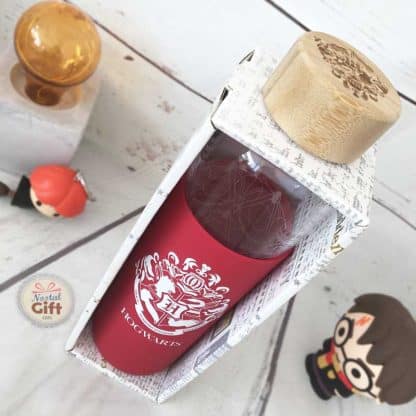 Harry Potter Bouteille d'eau Hogwarts en verre avec silicone – Image 2