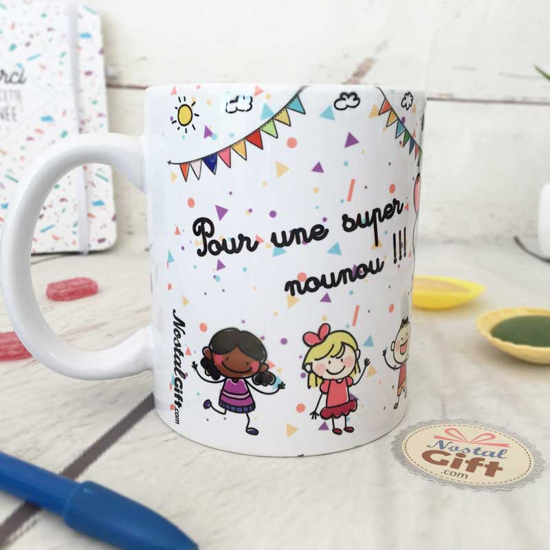 Cadeau nounou - mug personnalisé- collection capsule - pot feutres -  rangement crayons couleur