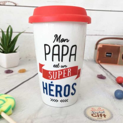Mug de transport "Papa est un super héros" - Cadeau papa