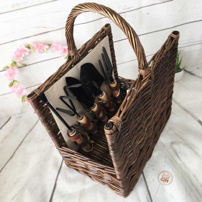 Set de jardinage en osier - marron