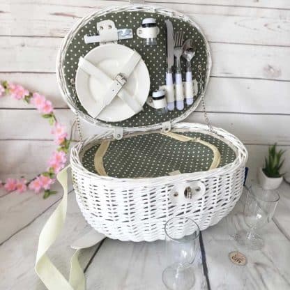 Panier de Pique-nique en osier - blanc