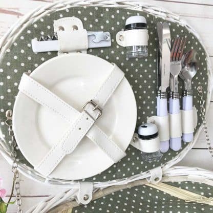 Panier de Pique-nique en osier - blanc – Image 3