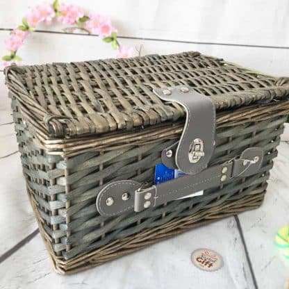 Panier de Pique-nique en osier - gris/vert – Image 4