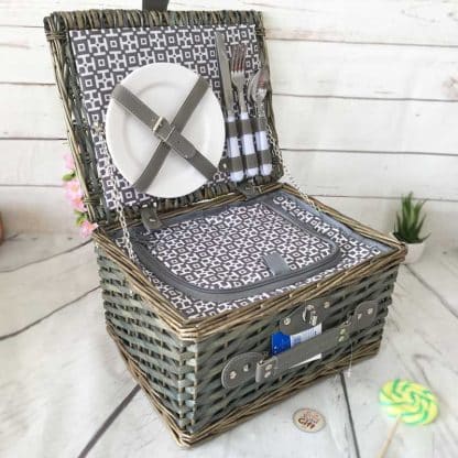Panier de Pique-nique en osier - gris/vert