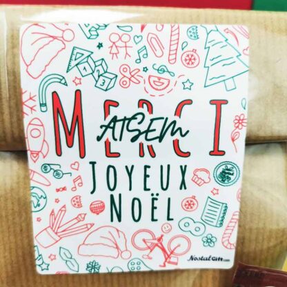 Sachet Bonbons des années 80 : "Merci ATSEM - Joyeux Noël" - (Collection Noël)