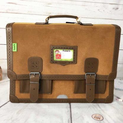 Cartable Vintage cuir ajouré Fauve 41cm à partir du CE2 - Tann's