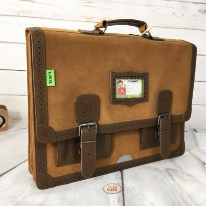 Cartable Vintage cuir ajouré Fauve 41cm à partir du CE2 - Tann's – Image 4