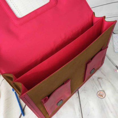 Cartable Vintage cuir ajouré Framboise 41cm à partir du CE2 - Tann's – Image 3