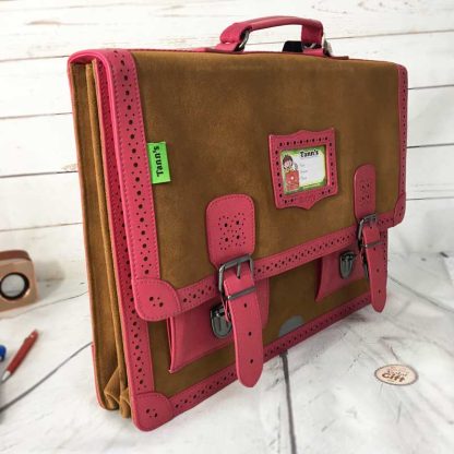 Cartable Vintage cuir ajouré Framboise 41cm à partir du CE2 - Tann's – Image 2