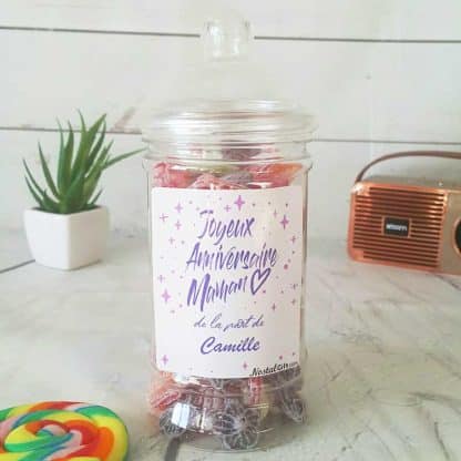 Bonbonnière personnalisée - 300g mix de bonbons anciens - Joyeux anniversaire Maman
