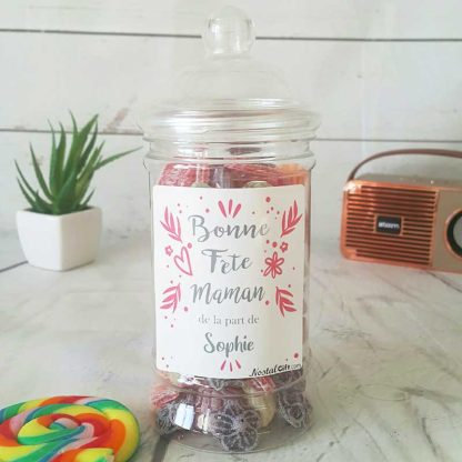 Bonbonnière personnalisée - 300g mix de bonbons anciens - Bonne fête Maman
