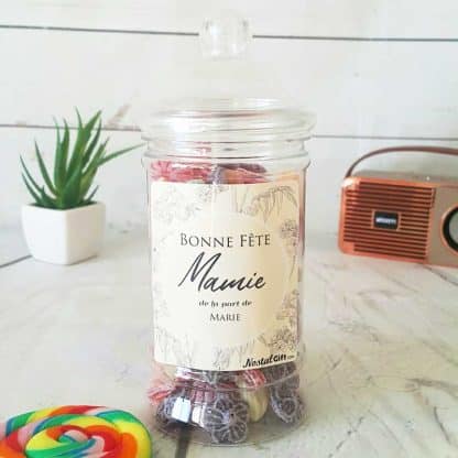 Bonbonnière personnalisée - 300g mix de bonbons anciens - Bonne fête Mamie
