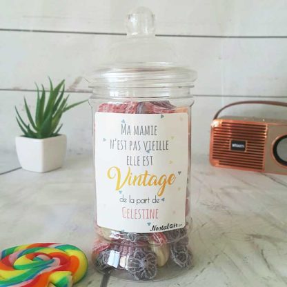 Bonbonnière personnalisée - 300g mix de bonbons anciens - Mamie vintage