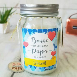 Bougie Jar personnalisée "Bonne Fête des pères Papa"