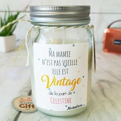 Bougie Jar personnalisée - Mamie vintage