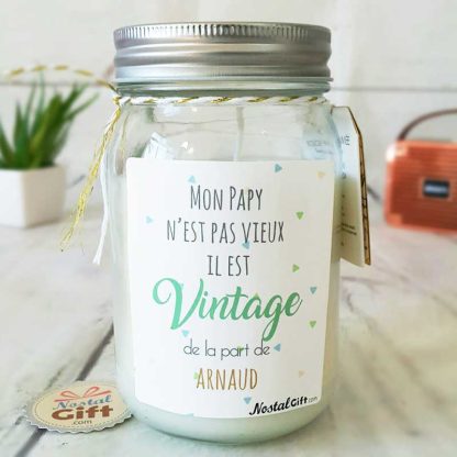 Bougie Jar personnalisée - Papy vintage