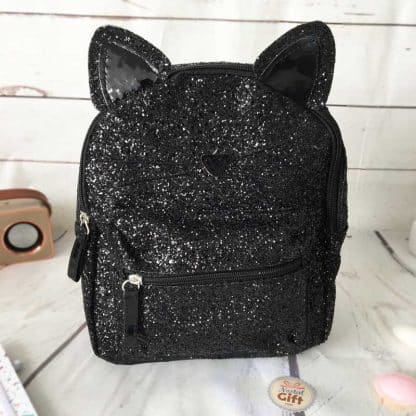 Sac à dos Chat noir à paillettes