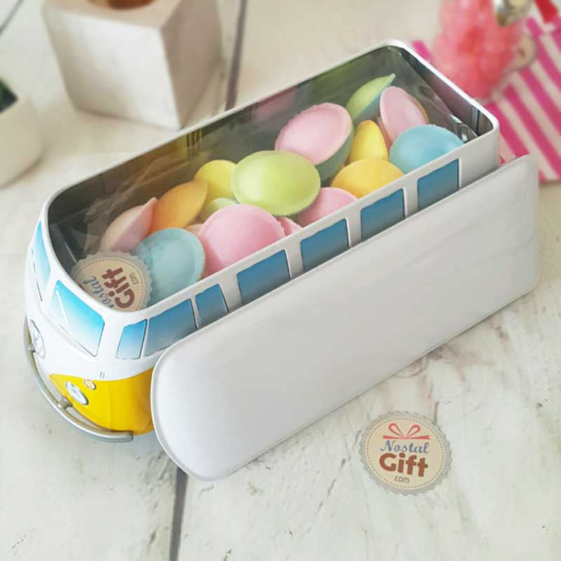 Coffret Bonbon Volkswagen Combi En Metal Rempli De Soucoupe X40