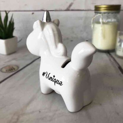 Mini Figurine / Tirelire Licorne Blanche #Unique
