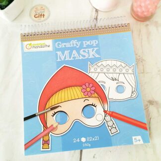 Bloc de coloriage masque prédécoupé Fille - Graffy pop mask