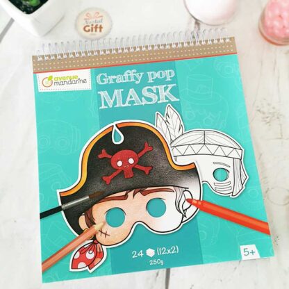 Bloc de coloriage masque prédécoupé Garçon - Graffy pop mask
