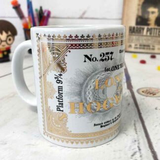 Harry Potter - Mug ticket de train Londres à Poudlard effet feuille d'or