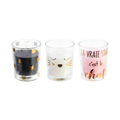 Lot de 3 bougies Chat