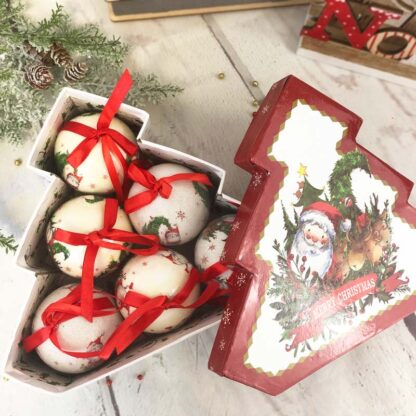 Boîte de 6 boules de Noël - Sapin Merry Christmas