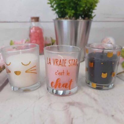 Lot de 3 bougies Chat