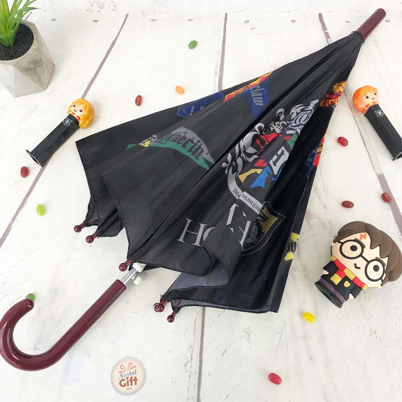 Claire's Harry Potter Parapluie Pliable Compact pour Enfants Fille Garçon  Femme, Poignée en forme de Vif d'or, Blason de Poudlard et housse