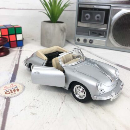 Miniature voiture Porsche grise 356B Cabriolet, en métal (18 cm)