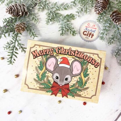 Petite souris dans une boite d'allumette de noël vintage- Merry Christmouse